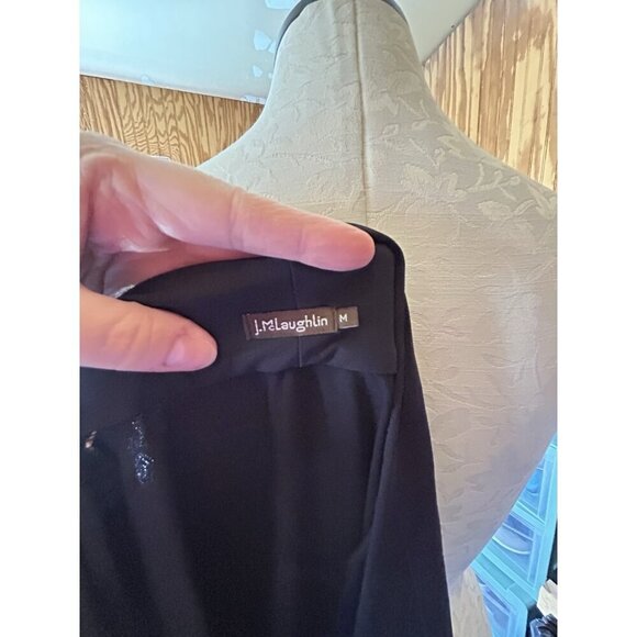 J McLaughlin Solid Black Stretch Dress V-Neck Wrap Dress Sz M Knee Length - Picture 7 of 9